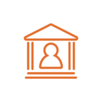 Orange Icon of person in bank